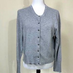 J Crew Black Label Soft Gray Lyocell Long Sleeve Button Up Cardigan Sweater M/L